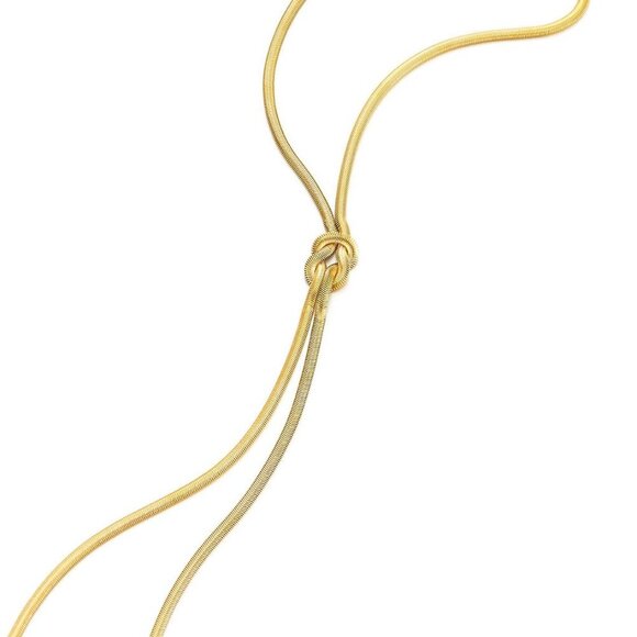 Gold Color Knot Lariat Necklace, Y-chain Necklace Drop Tassels, Statement Layeri - Picture 1 of 6